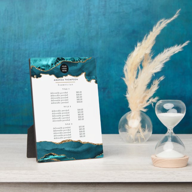 Plaque Photo Turquoise - Tourquoise et Gold Agate (Côté)