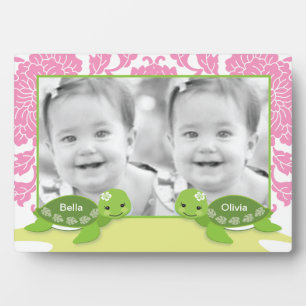 Plaque photo Twin Girl Turtles