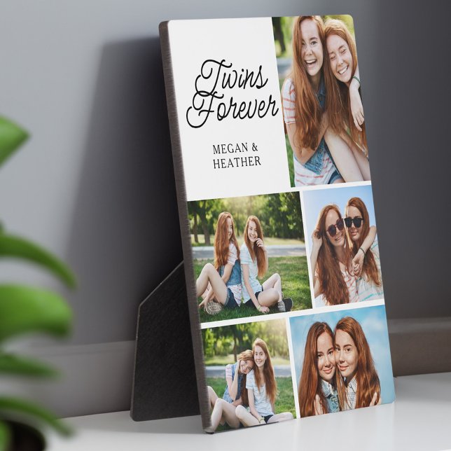 Plaque Photo Twins For Ever Sibling 5 Photo Collage keepsake Pl (Twins For Ever Sibling 5 Photo Collage keepsake Pl Plaque)