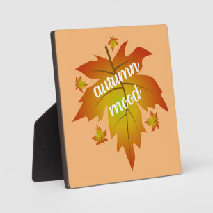 Plaque Photo Typographie de l'humeur d'automne feuille d'érable