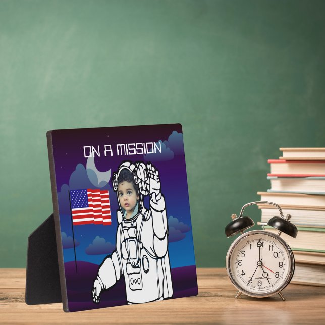 Plaque Photo Un astronaute sur la lune Un garçon de l'espace ex (Créateur téléchargé)