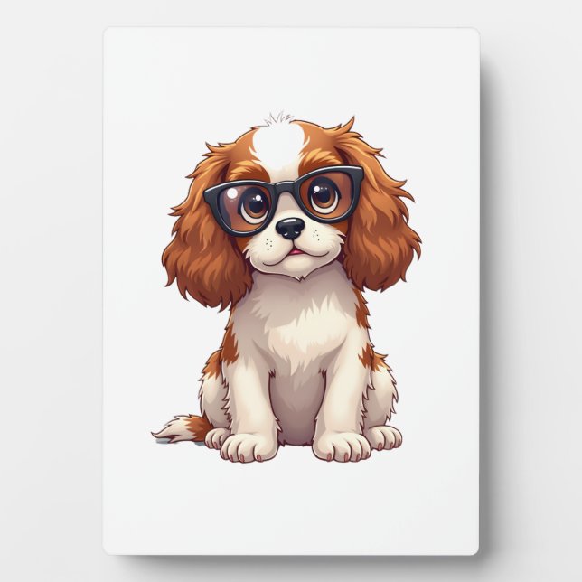 Plaque Photo Un chien mignon King Charles Spaniel COPY (Devant)