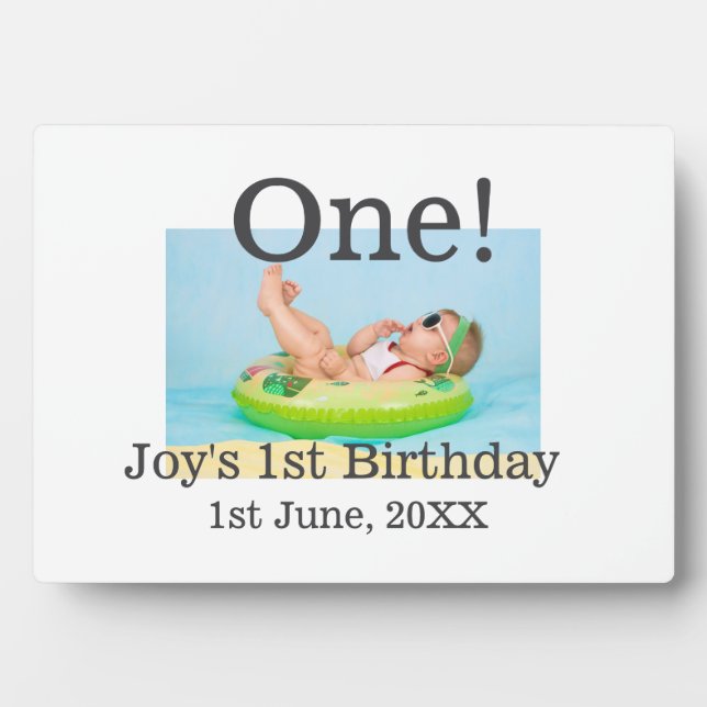 Plaque Photo Un premier anniversaire photo moderne ajouter nom  (Devant)