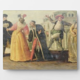 Plaque Photo Une Troupe Commedia Dell'Arte avant une Renaissanc