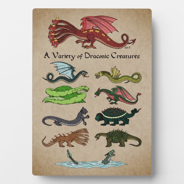 Plaque Photo Une variété de créatures draconiennes (Devant)