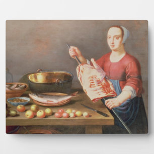 Plaque Photo Une vie morte de viande et de poisson avec un Cook