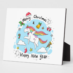 Plaque Photo Unicorne de Noël