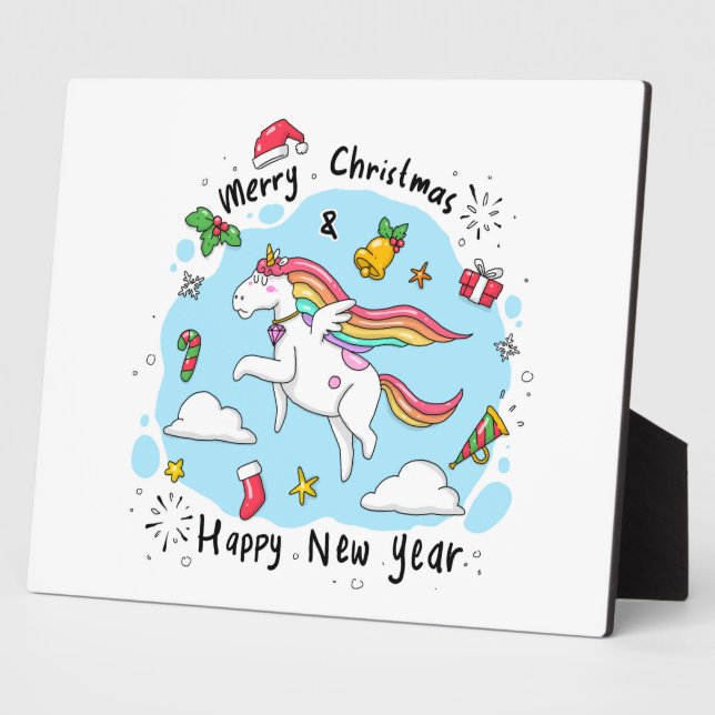 Plaque Photo Unicorne de Noël (Côté)