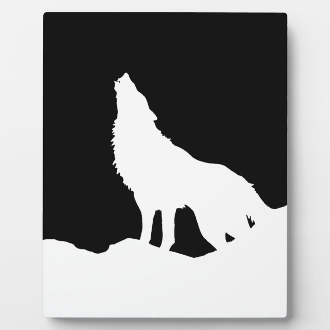 Plaque Photo Unique Black & White Pop Art Wolf Silhouette (Devant)