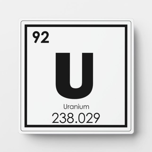 Plaque Photo Uranium chemical element symbol chemistry formula (Devant)