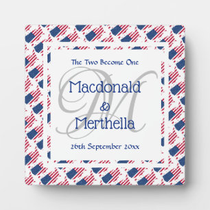 Plaque Photo USA AMERICA Mariage Keepsaké cadeau Monogramme per