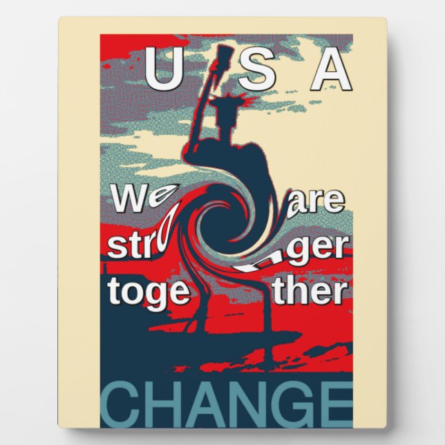 Plaque Photo USA Change : Un design uni plus fort (Devant)