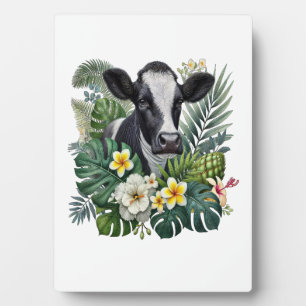 Plaque Photo Vache dans la jungle florale Png, Vache tropicale