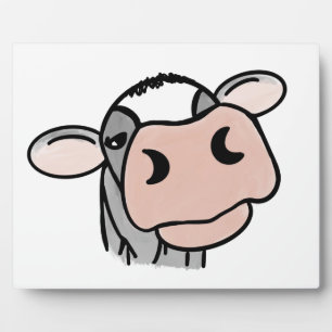 Plaque Photo vache de dessin animé noir blanc rose baiser gris