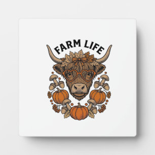 Plaque Photo Vache Highland d'automne avec lunettes en forme de