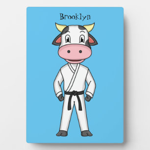 Plaque Photo Vache mignonne en combinaison kung fu