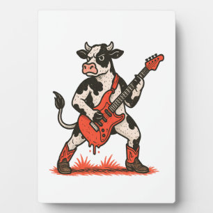Plaque Photo Vache rockeuse PNG, vache jouant de la guitare