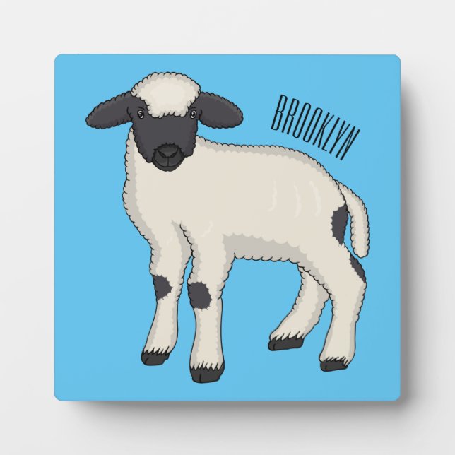 Plaque Photo Valais Blacknose sheep cartoon illustration (Devant)