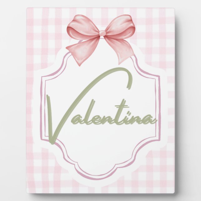 Plaque Photo Valentina Baby Girl En vichy personnalisée (Devant)