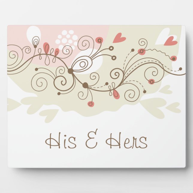 Plaque Photo Valentines de boucles de vert et de rose (Devant)