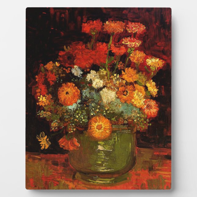 Plaque Photo Van Gogh - Bowl avec Zinnias (Devant)