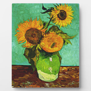 Plaque Photo Vase avec trois tournesols par Van Gogh