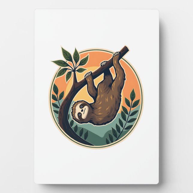 Plaque Photo Vecteur de paresse vintage Badge rétro faune 2 (Devant)