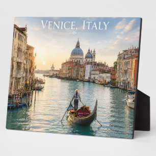Plaque Photo Venise Italie Grand Canal Gondole Coucher de solei