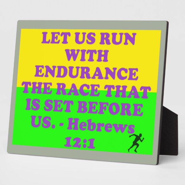 Plaque Photo verset biblique des Hébreux 12:1. (Côté)