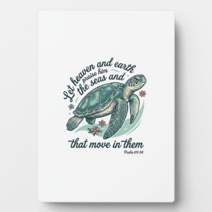 Plaque Photo Verset de la Bible Tortue de Mer Dessin de Gravure