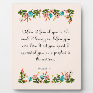 Plaque Photo Versets de la Bible Art - Jérémie 1:5