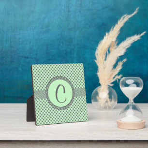 Plaque Photo Vert menthe avec Pois gris-Monogramme STaylor