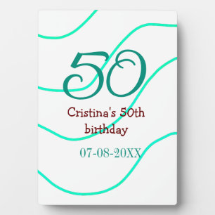 Plaque Photo Vert rouge 50 anniversaire ajouter nom date p