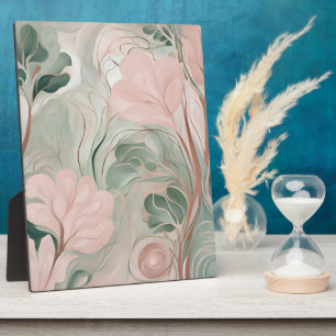 Plaque Photo Vert sauge et rose blush floral abstrait