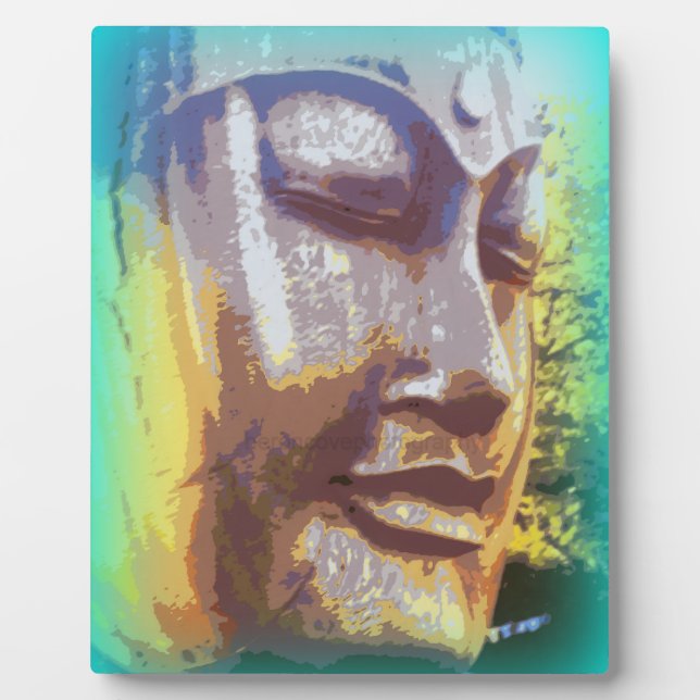 Plaque Photo vert visage bouddha (Devant)