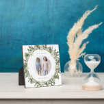 Plaque Photo Very Merry Pine and Floral Winter Wreath Christmas<br><div class="desc">Rustic plaque features a pretty Christmas pine and white floral painted wreath with center circle photo and customizable very merry text with your name. Shop this store for coordinating holiday items and gifts!</div>