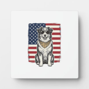 Plaque Photo Vêtement vintage patriotique chien drapeau américa