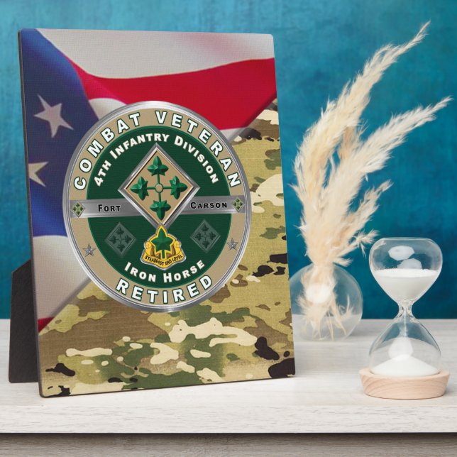Plaque Photo Vétéran retraité de la 4e division d'infanterie (Côté)