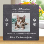 Plaque Photo Vétérinaire Vétérinaire Appréciation Animaux de co<br><div class="desc">Dites "Merci" à votre merveilleux vétérinaire avec une jolie plaque photo personnalisée de votre animal de compagnie du chat! "Vous êtes le Vétérinaire... tout le monde aimerait qu'ils aient eu !" Personnalisez avec le nom de l'animal et sa photo préférée. Ce cadeau d'appréciation vétérinaire sera un trésor. DROIT D'AUTEUR ©...</div>