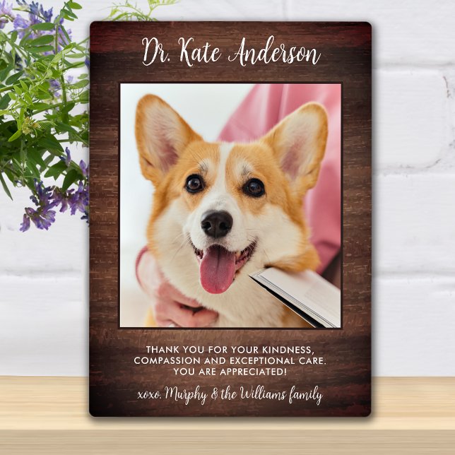Plaque Photo Veterinarian Thank You Custom Pet Dog Photo Rustic (Créateur téléchargé)