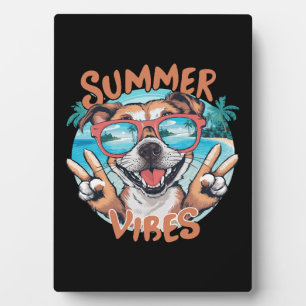 Plaque Photo Vibes d'été de chien avec ambiance de vacances océ