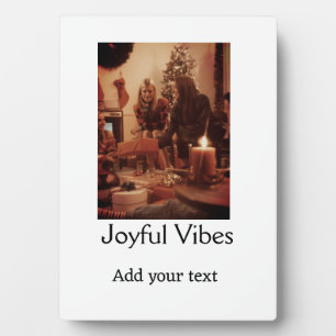 Plaque Photo Vibrations joyeuses ajout photo famille Noël nom s