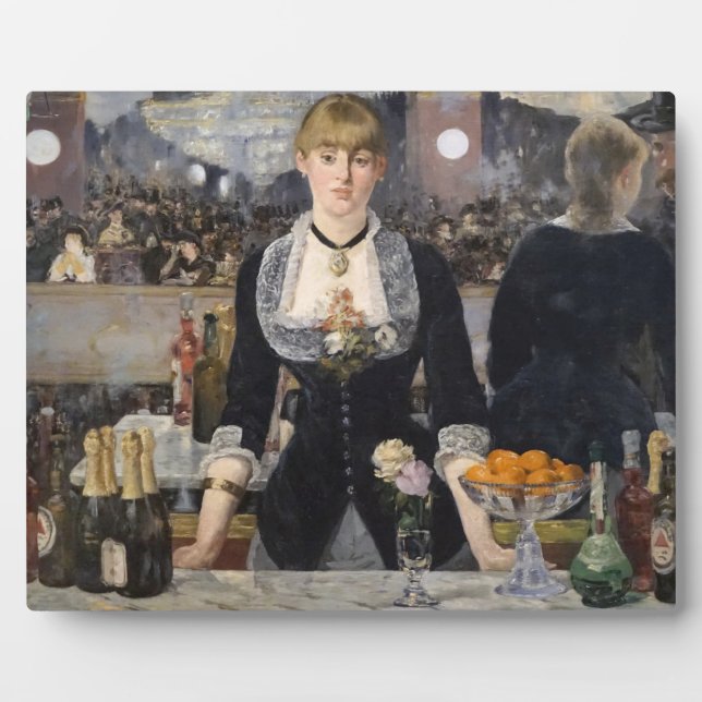 Plaque Photo Victorian Barmaid Girl at Folies Bergere, France (Devant)