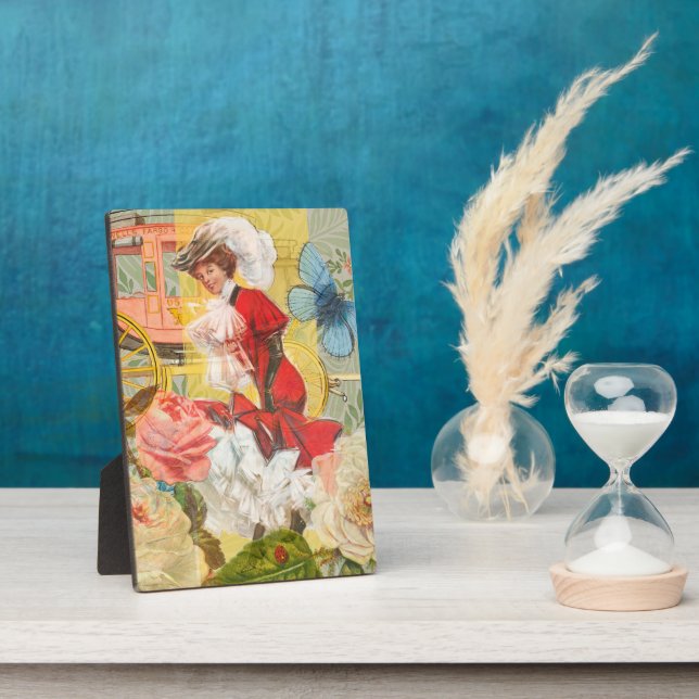 Plaque Photo Victorian Lady Woman Fun Carriage (Côté)