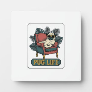 Plaque Photo Vieille Vie de Pug Lunettes de soleil de chien coo