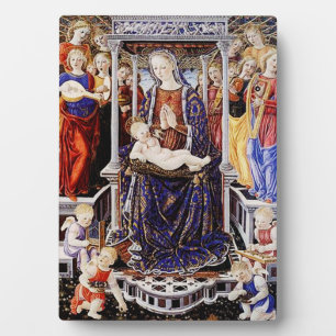 Plaque Photo Vierge et Enfant enthronisés avec Ange musicien
