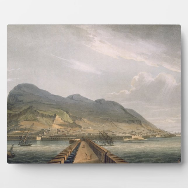 Plaque Photo View of Gibraltar, gravée par Thomas Sutherland f (Devant)