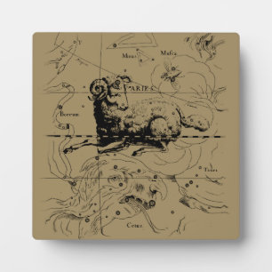 Plaque Photo Vintage Aries Constellation Carte Hevelius 1690