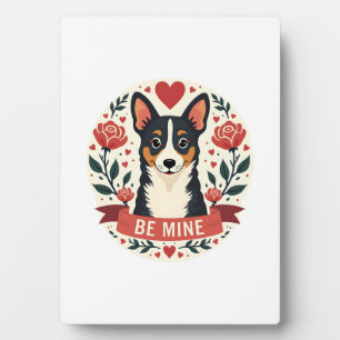 Plaque Photo Vintage Be Mine Corgi Saint-Valentin Floral Art Po