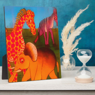 Plaque Photo Vintage Coloré Africain couleurs d'animaux sauvage